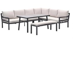 Corsica lounge-diningset - 4-dlg - rechts - carbon black - desert sand