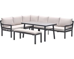 Corsica – lounge-diningset links – carbon black/desert sand