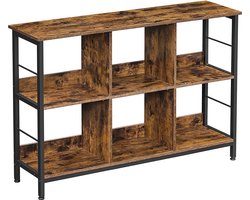 Corte Boekenkast - Boekenplank - boekenkast met 6 vakken - vrijstaand open opbergrek - voor kantoor - woonkamer - slaapkamer - industrieel design - vintage bruin zwart