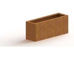 Cortenstaal plantenbak Texas - Rechthoek - 100x30x30cm - Roestkleur - Met bodem - MySteel