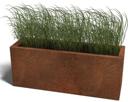 Cortenstaal plantenbak Texas - Rechthoek - 100x30x60cm - Roestkleur - Zonder bodem - MySteel