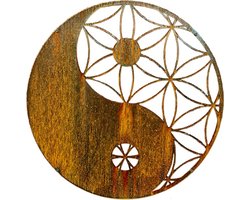 Cortenstaal tuindecoratie - Groot 75cm - duurzaam - Nederlandse productie - muurdecoratie buiten - zenn wanddecoratie tuin - of terras - goede Feng shui