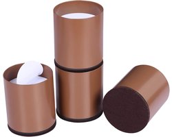 Cosensi - Bedverhogers voor bank en tafel - Set van 4 - 6 cm hoog - Bescherming voor vloeren - Sterke ondersteuning - Bruin - Rond