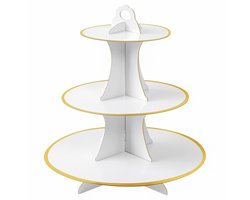 Cosensi - Cardboard Cake Stand - Cupcake Presentatie - 3-Tier Etagere - Voor Feestjes - Dessert Serveertoren - Geschikt voor Bruiloften en Verjaard...