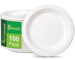 Cosensi - Disposable Paper Plates - Biologisch Afbreekbaar - 6 Inch - Sterke Papieren Borden - Ideaal voor Feesten en Barbecues - 100 Stuks