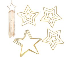 Cosensi - Dream Catcher Ringen Set Metaal Bloemen Hoop Bruiloft Krans DIY Craft Macrame Plant Hanger Kerstboom Thuis Muur Opknoping Decor Goud Gouden Ster 12 stuks