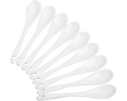 Cosensi - Eilepels Set van 9 - Wit porselein - Keramieken eierlepel - Koffielepel - Dessertlepel - Jamlepels - Theelepel - Koffielepel - Soeplepel - Dessertlepels