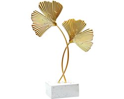 Cosensi - Ginkgo Blad Standbeeld, Gouden Desktop Ornament voor Woonkamer en Kantoor, Creatieve Sculptuur (21 x 14 cm)
