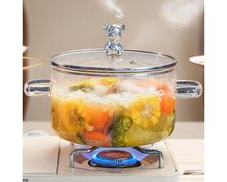 Cosensi - Glazen Kookpan 1.5L voor Soep, Pasta, Muesli - Hittebestendig met Deksel - Transparante Pot