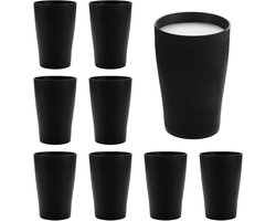 Cosensi - Herbruikbare Koffiekopjes Set van 8 - Zwarte Espresso- en Theekopjes - Onbreekbare Plastic Bekers - Geschikt voor Koffie, Thee en Melk