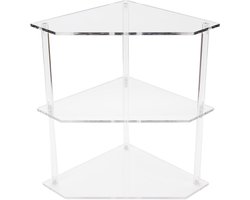 Cosensi - Hoek Bijzettafel voor Woonkamer Slaapkamer Badkamer - Helder Acryl - Driehoekig Design - 3-laags - Nachtkastje met Accent - Kleine Entryway Tafel - Multifunctioneel Meubel