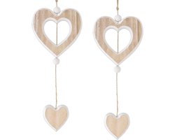 Cosensi - Houten Hartvormige Hangers voor Raamdecoratie - Set van 2 - Bruiloft, Valentijnsdag, Woonkamer Decoratie - 35 cm