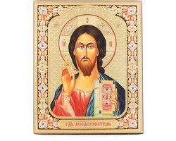 Cosensi- Houten Icoon Jezus Christus 15x18cm - Christelijk - Religieuze Zegen - Goddelijke Liefde - Barmhartigheid - Verlossing - Religieus Icoon