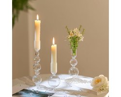 Cosensi - Kandelaar glas staafkaarsen kaarsenhouder voor woonkamer bruiloft feest - set van 3
