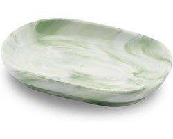 Cosensi - Keramisch Zeepbakje voor Badkamer en Keuken - Antislip Marmer - Zeephouder voor Douche en Wastafel - Houdt Zeep Droog - Makkelijk Schoon te Maken - Groen