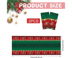 Cosensi - Kersttafelkleden 2 stuks 137 x 274 cm pvc plastic afwasbaar tafelkleed Kerstmis tafelloper wegwerp feest tafelzeil tafelkleed eettafel tafeldecoratie feestdagen Kerst.