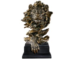 Cosensi - Leeuwenkop Beeld - Dierenbeeld - Artistiek Design - Koper - Bureau Ornament - Perfect voor Thuis en Kantoor - Decoratie en Cadeau