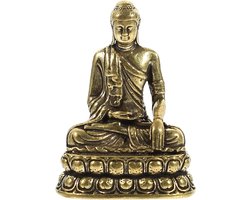Cosensi - Mediterend Boeddhabeeld van Messing voor Bureaudecoratie met Zen Tuin Brons Handwerk - Miniatuur Boeddha-beeldjes Versieren Büro Decoratie in Messing Mini Potpourri Ornament