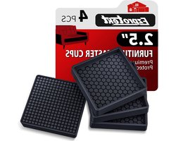 Cosensi - Meubel Onderzetters 4 Stuks | Antislip Meubelpads voor Hardhouten Vloeren | 2,5 x 2,5 inch | Rubberen Zwenkbekers | Vloerbeschermers Bedbankstoppers