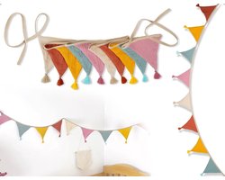 Cosensi - Mousseline Slinger met Kwastjes voor Buiten - Kinderkamer Decoratie - Geschikt voor Bedden en Wiegjes - Wanddecoratie met Katoenen Stof