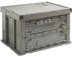 Cosensi - Opvouwbare campingbox met houten ei en rol-tafel - 75 liter - kunststof opbergbox - stamorganizer voor picknick - buiten en auto - celadon groen