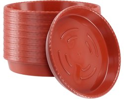 Cosensi - Plantenpotschotels Rood 25 stuks 25 cm - Ronde Bloempot Schotel - Kunststof Plantenbak - Waterdruppelbak - Binnen en Buiten