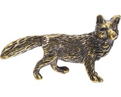 Cosensi - Retro stijl dierenbeeldje miniatuur messing vos decoratie voor bureau en boekenkast thuis - woondecoratie met fijne afwerking - geschikt als cadeau.