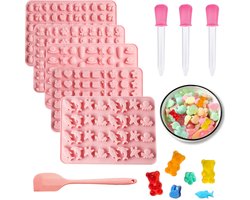 Cosensi - Rubber Bear Moulds - Silicone Dog Biscuits - Veilig voor oven en magnetron - Roze set - Gummy bear vorm - Perfect voor honden - 5 stuks