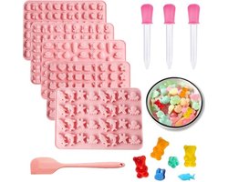 Cosensi - Rubberen berenvormen - Siliconen hondenkoekjesvormen - Geschikt voor oven en magnetron - Roze set - Gummybeervorm - Ideaal voor honden - 5 stuks