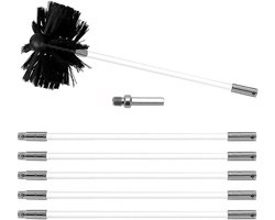 Cosensi - Schoorsteenreinigingsborstelset Kanaalontluchtingsreinigingsset Veegborstel - Schoorsteenveegset Kachelpijpborstel Haardborstelset - 6 Flexibele Staven - Borstelkop 150mm