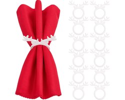 Cosensi - Servetringen Kerstmis Rendier Houten Hertengewei Servethouder - Feestelijke Tafeldecoratie voor Kerst en Thanksgiving - Set van 12