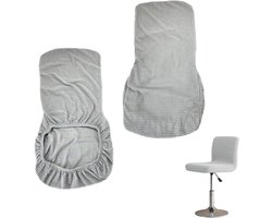 Cosensi - Set van 2 Barkrukken met Afneembare en Wasbare Stretch Stoelhoezen - Voor Korte Draaistoel, Eetkamerstoel, Barkruk met Rugleuning - Lichtgrijs