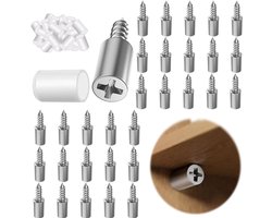 Cosensi - Shelf Supports - Stevige Planksteunen - Voor meubels en kasten - Zilver - Zelftappende schroeven - 30 stuks - Duurzaam en corrosiebestendig