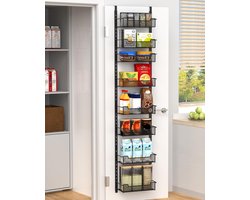 Cosensi - Smalle Voorraadkast Organizer 12,3" Zwart | 8-Laags Deur Mand | Keuken Opslag Kamer Kruidenrek