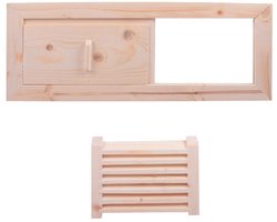 Cosensi - Ventilatiegrille sauna - Houten slat grille - Beige - Ventilatie oplossing - Ideaal voor sauna's - 34x12.5 cm