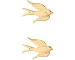 Cosensi - Vliegende Vogel Wanddecoratie van Gouden Messing 9 x 6 cm - Elegante Muurkunst voor Binnen en Buiten met Zoekwoorden: vogeldecor, sculptuur, decoratie.