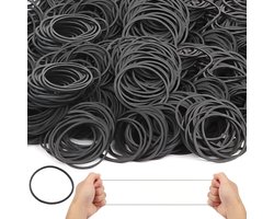 Cosensi - Zwarte Elastische Banden 1300 Stuks 450 g - Sterke Elastiekjes voor Kantoor en School - Natuurlijk en Zwaar Belastbaar - Thuis, Haar, Bank - Papieren Geldbanden - 38 x 1,4 cm