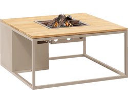Cosi Cosiloft 100 Vuurtafel Sandy Beige Frame / Teak Top 100 x 100 cm