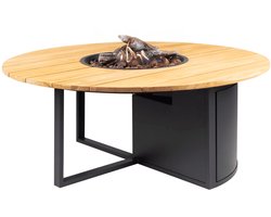 Cosi Fires - Cosiloft Rond Black / Teak 120 cm - Vuurtafels - Hout - BruinZwart