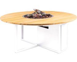Cosi Fires - Cosiloft Rond White / Teak 120 cm - Vuurtafels - Hout - BruinWit