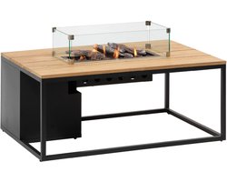 Cosi Fires - Vuurtafel Cosiloft black / teak (120cm) - Vuurtafels - Aluminium - Zwart