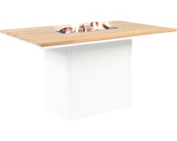 Cosi Fires - Vuurtafel Cosiloft Relax Eettafel White / Teak (120 cm) - Vuurtafels - Hout - Wit