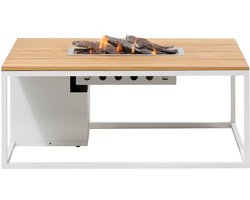 Cosi Fires - Vuurtafel Cosiloft white / teak (120cm) - Vuurtafels - Aluminium - Zwart