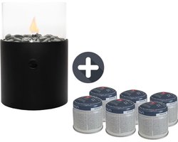cosi XL set - gaslantaarn- zwart - met 6 gasbusjes - 30cm hoog