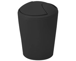 Cosmetica-emmer Move met kanteldeksel - Afvalemmer 2 liter zwart voor badkamer