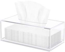Cosmetische Doos van Acryl voor Handdoeken en Tissue, Magnetische Deksel voor Badkamer, Slaapkamer en Kantoor (Doorzichtig, 25×13×9cm)