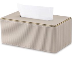 Cosmetische Handdoekdoos van Leer voor Tissue Dispenser - Ideaal voor Kantoor, Thuis, Auto en Badkamer (Beige)