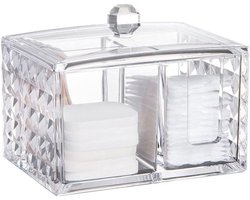 Cosmetische Opberger - Katoenen Pad Houder - Katoenen Pad Opbergdoos met Deksel voor Slaapkamer - Badkamer - Make-up Tafel Opberging (Doorzichtig)
