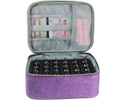 Cosmetische Opbergtas voor Nagel & Make-up Producten - Nagellak Accessoires Tas - Dubbellaags Gel Nagellak Organizer Tas - Premium Storage Case - Nagellamp Draagbare Make-uptas - Professionele Manicure Tas - Paars