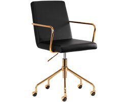 Cosmetische Stoel QS-OF211G Goud-Zwart – Salonstoel met Wielen – Verstelbare Zithoogte – Luxe Beauty Stoel